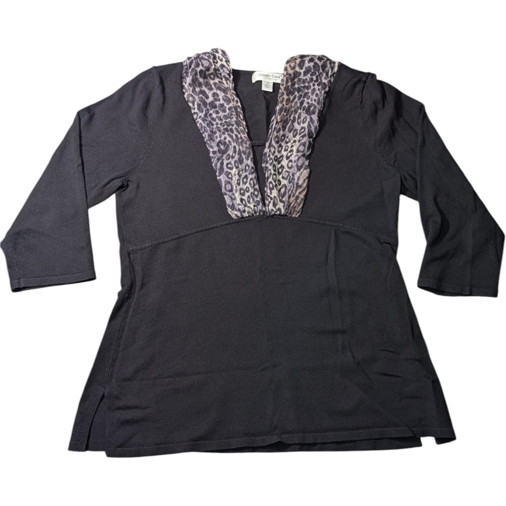 Coldwater Creek - Women's Shirt/Top - Black with Animal Print Design - Size M